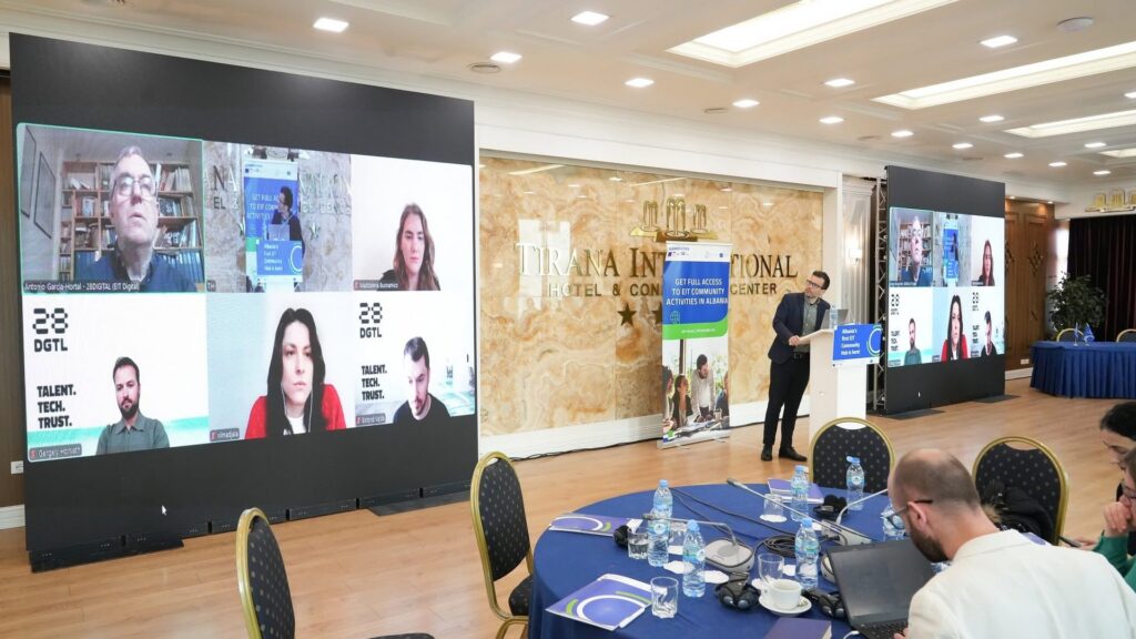 Wide view of the 28Digital and Durana Tech Park workshops at Tirana International Hotel