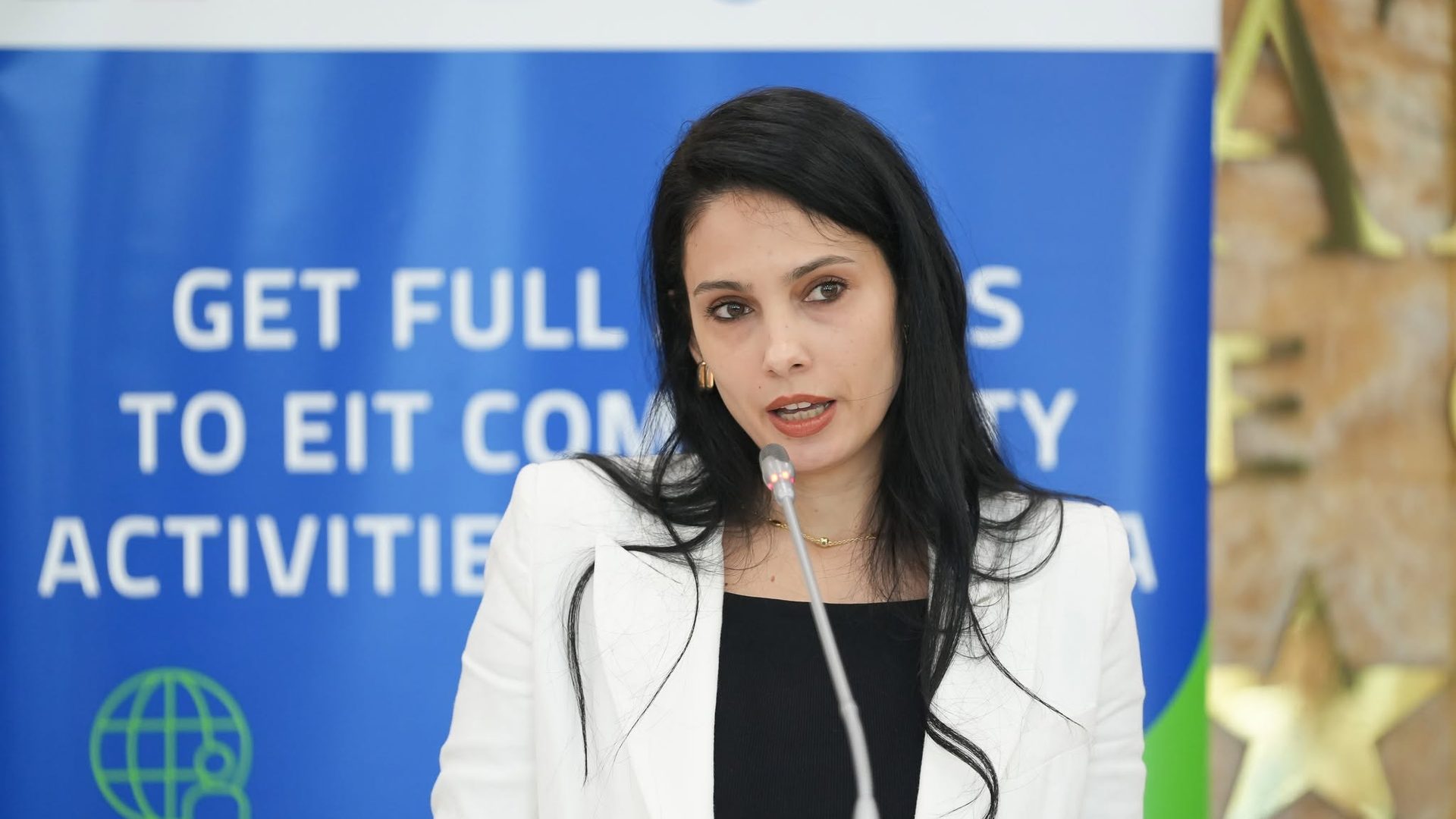 Speaker presenting at the 28Digital event in Tirana