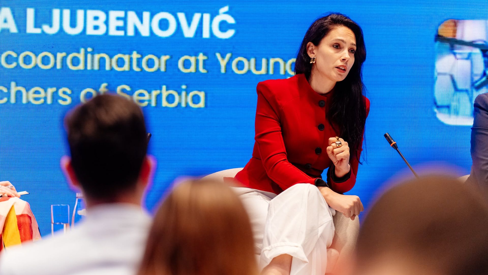 Dr. Françeska Korançe speaking at the Western Balkans Youth Forum in Budva