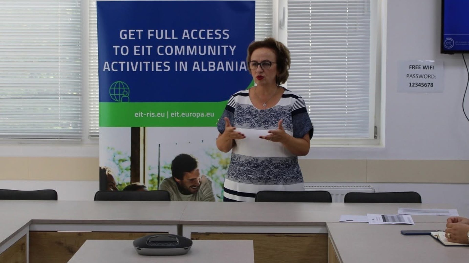 Prof. Dr. Klodiana Gorica introducing the EIT at the EIT Info Day in Korça