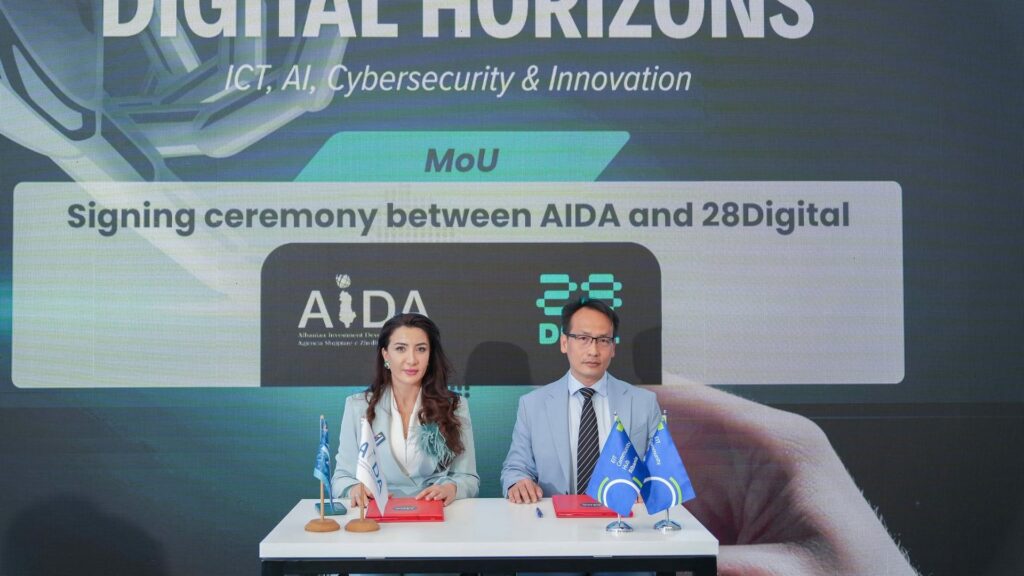 Signing ceremony between AIDA and 28Digital at MatchMaker 2026 in Tirana