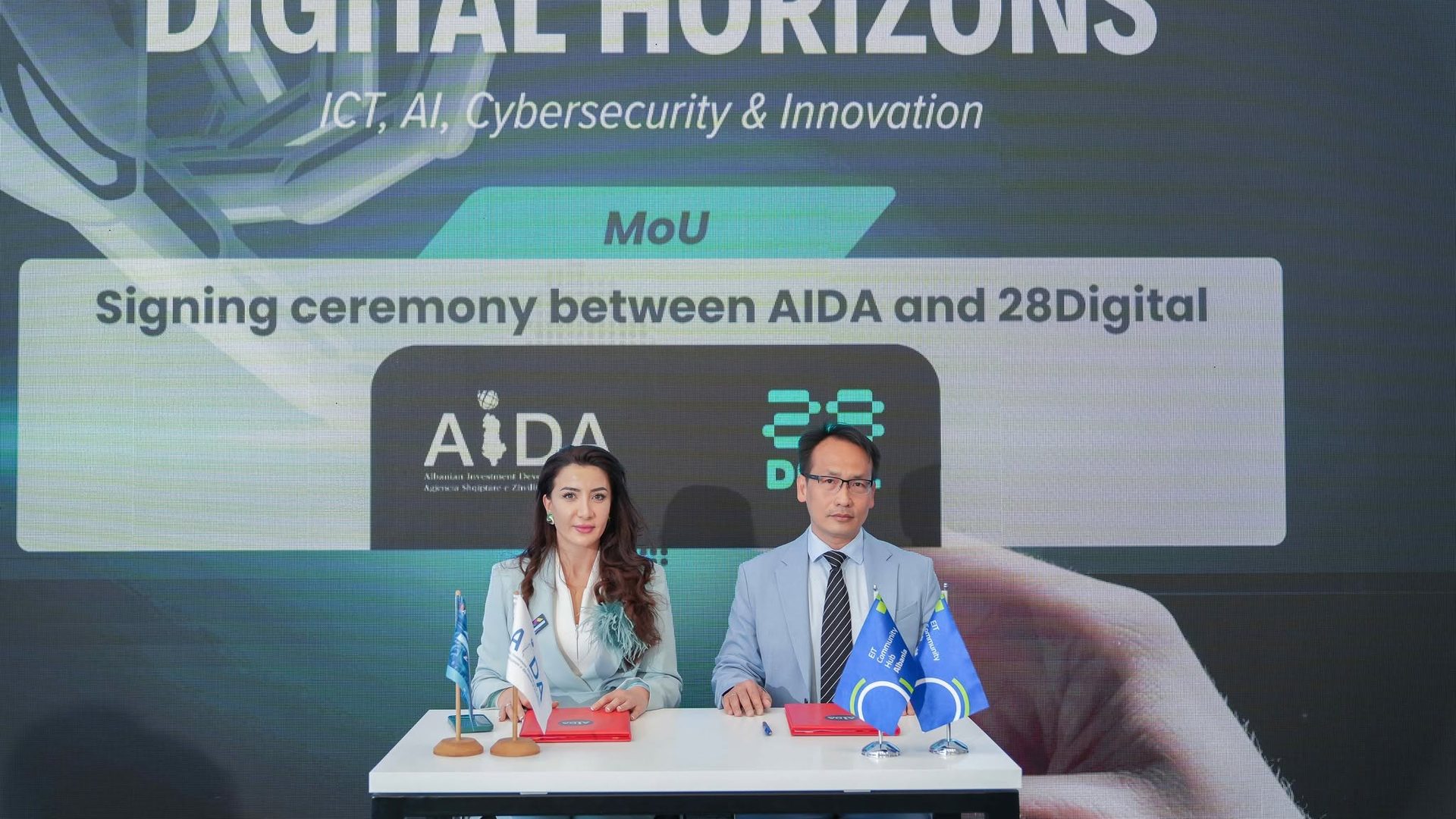 Signing ceremony between AIDA and 28Digital at MatchMaker 2026 in Tirana